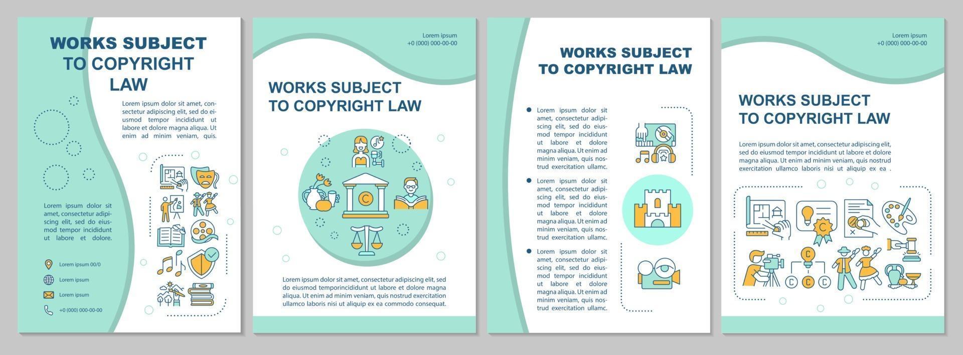 Plantilla de folleto de obras sujetas a la ley de derechos de autor vector
