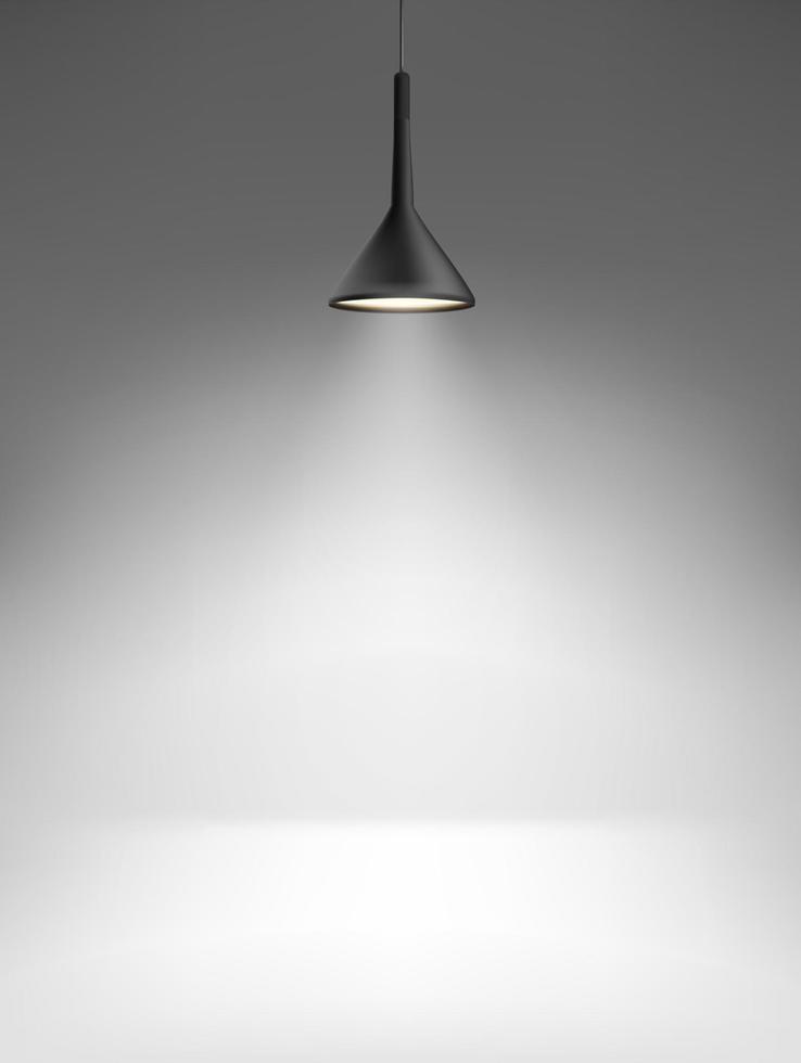 Empty room with one bright lamp vector