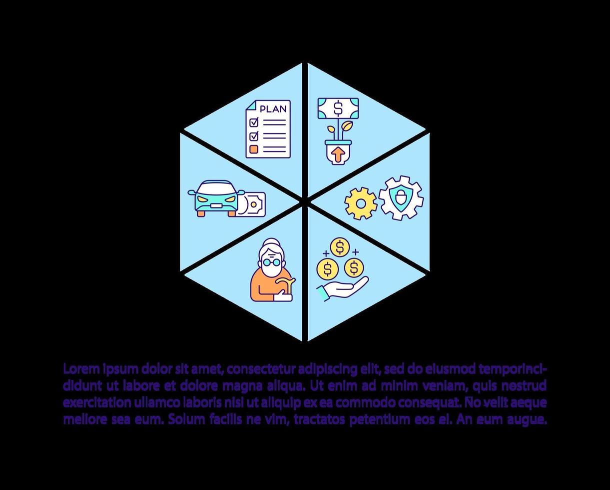 Wealth management concept line icons with text vector