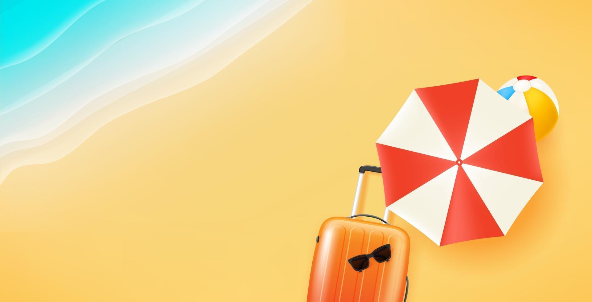 Summer travel illustration with beach stuff vector
