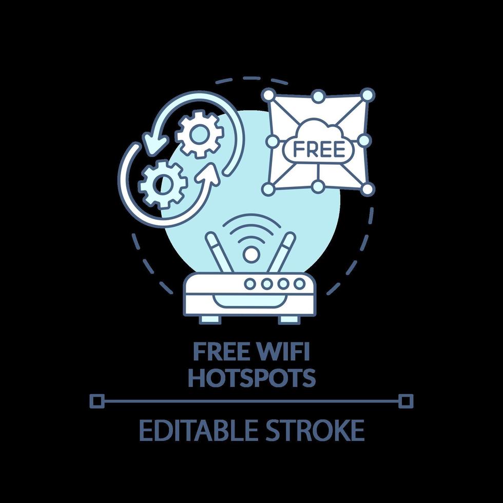 Icono de concepto turquesa de puntos de acceso wifi gratis vector