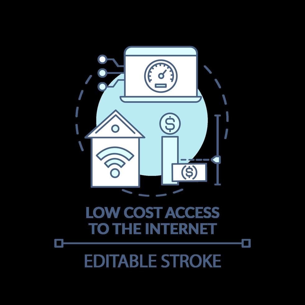 Acceso de bajo costo a internet concepto icono turquesa vector