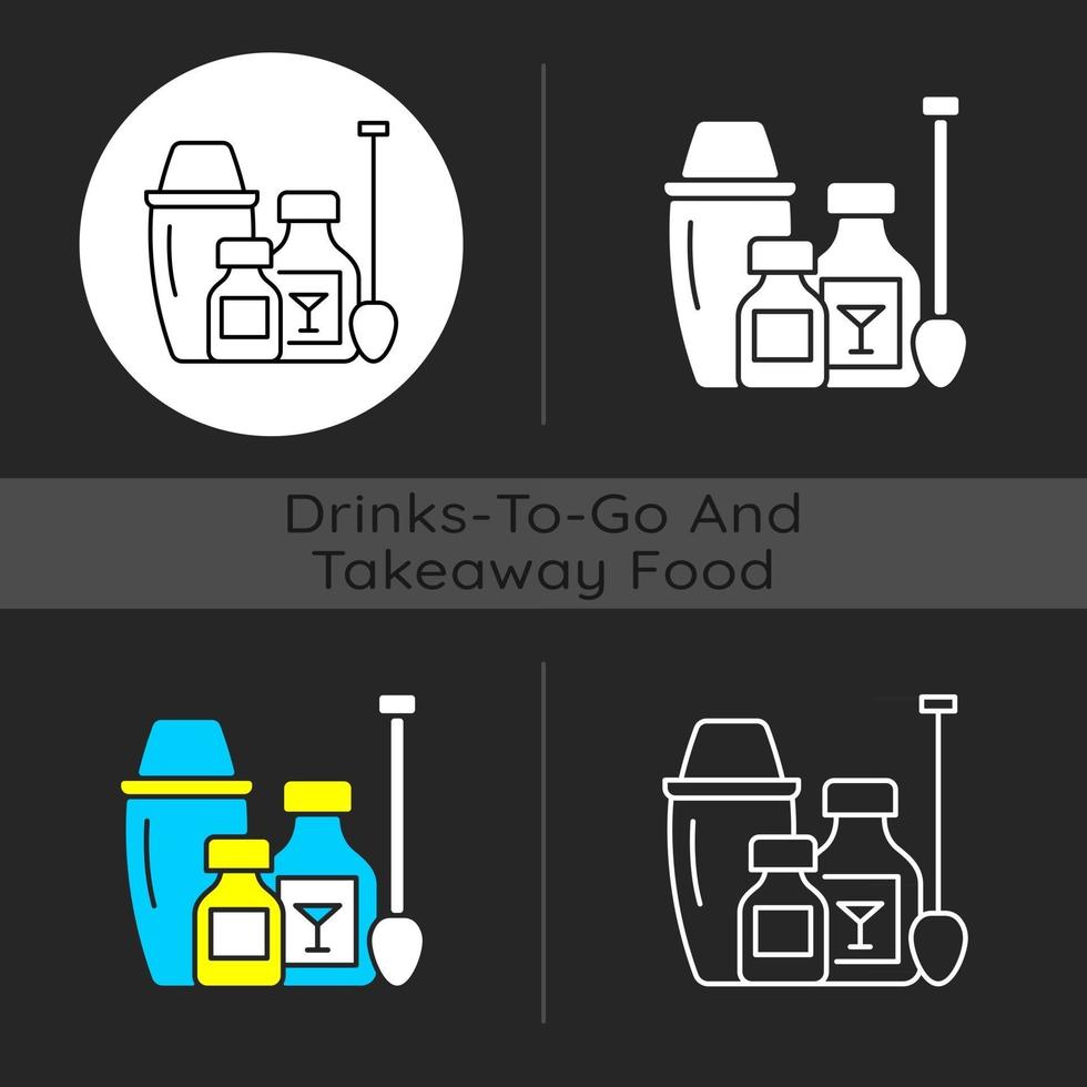 Cocktail kits dark theme icon vector