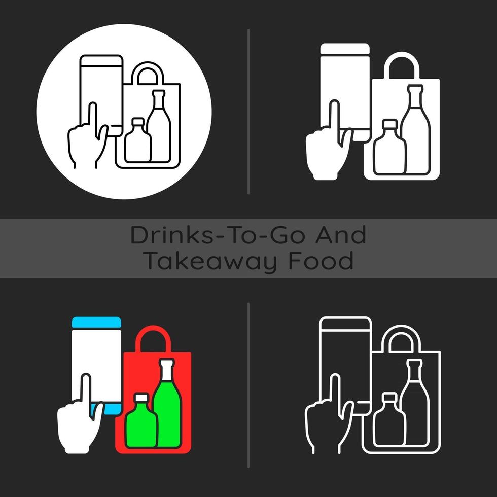 Phone drinks ordering dark theme icon vector