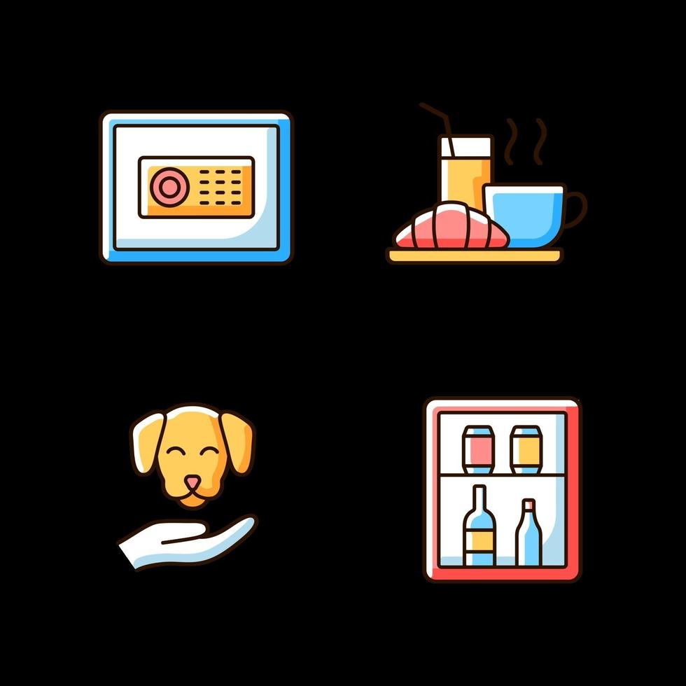 Hotel services RGB color icons set vector