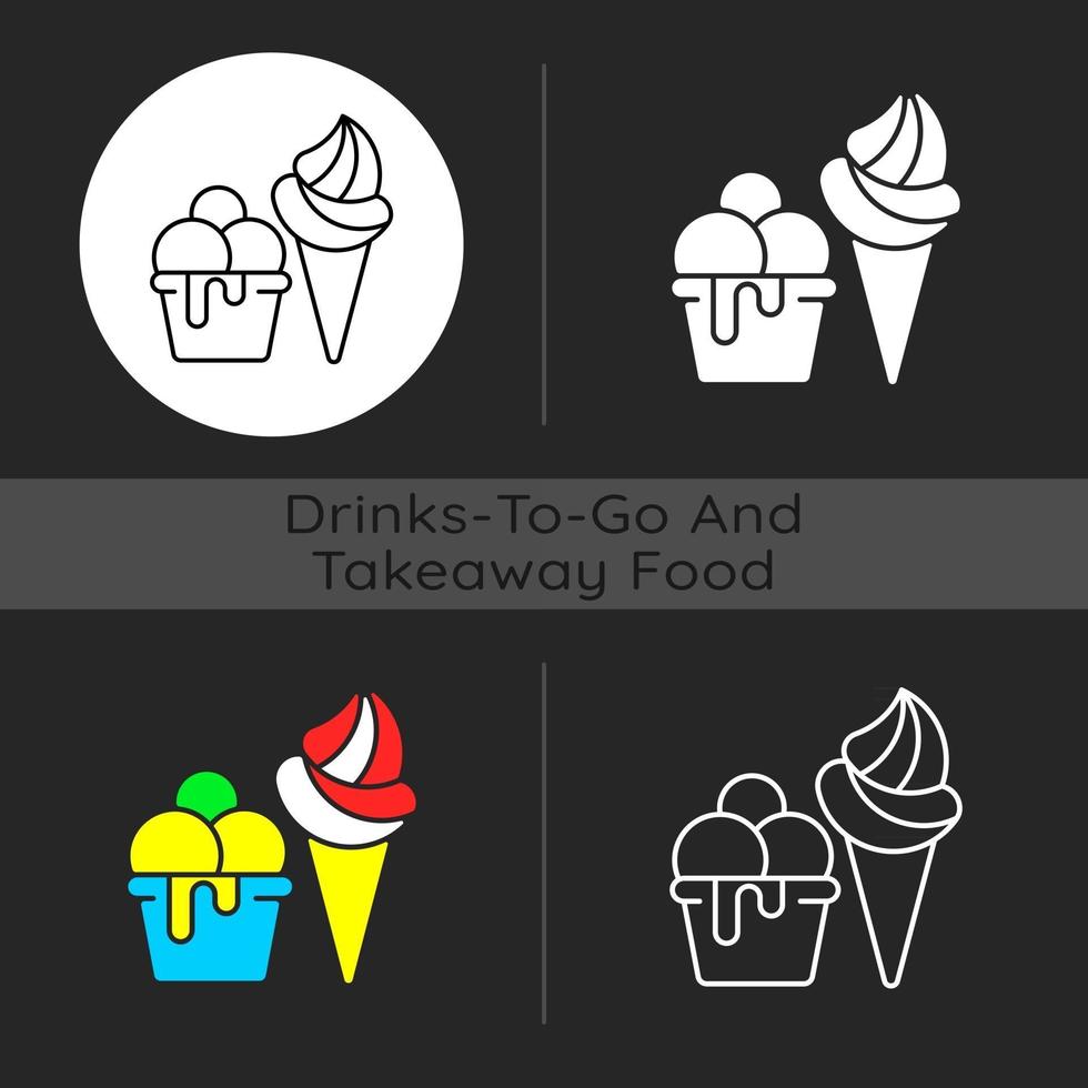 Ice cream to go dark theme icon vector