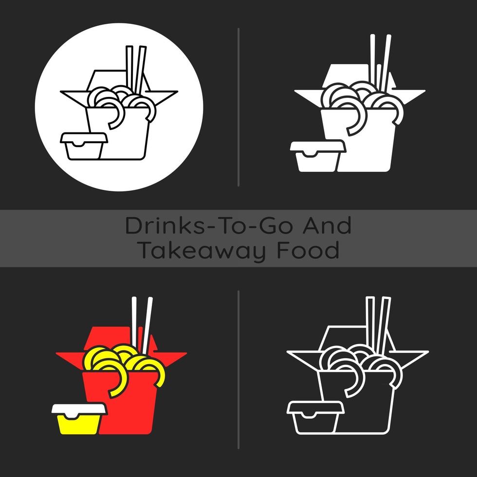 Takeaway chinese food dark theme icon vector