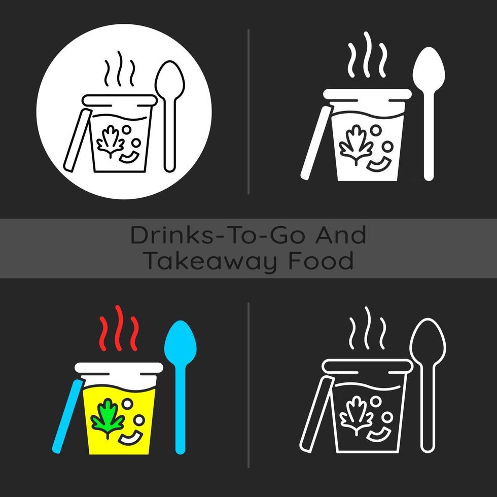 Takeaway soups dark theme icon vector