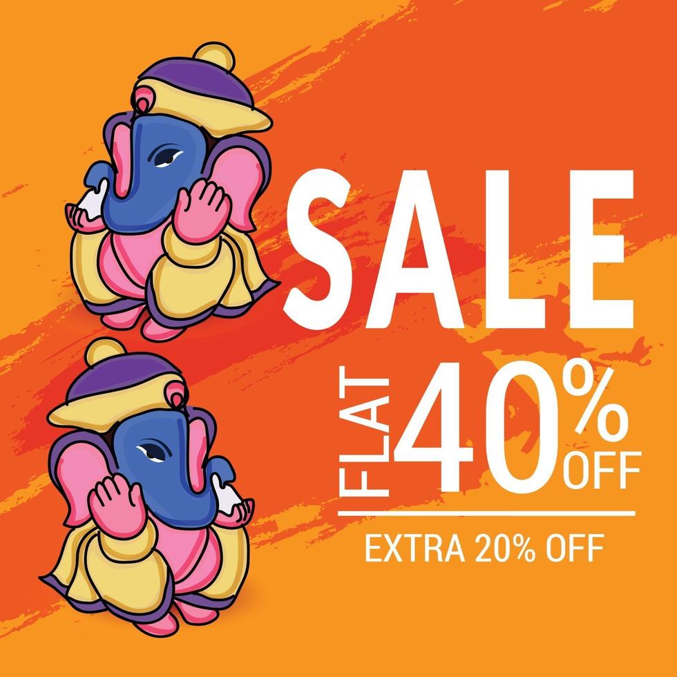 Happy Ganesh Chaturhi 40 percent off vector