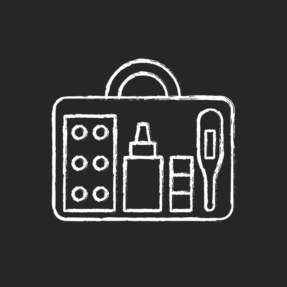 Small first aid kit chalk white icon on black background vector