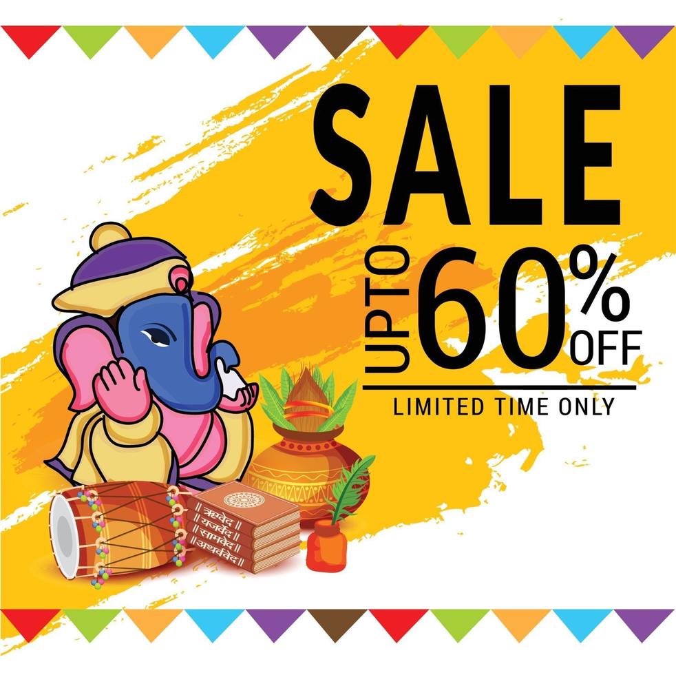 Happy Ganesh Chaturhi 60 percent off vector