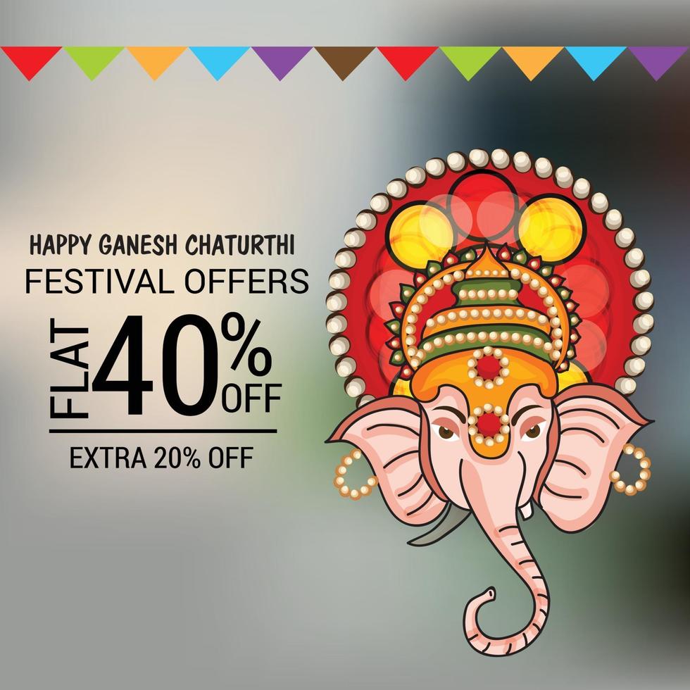 happy ganesh chaturhi 40 por ciento de descuento vector