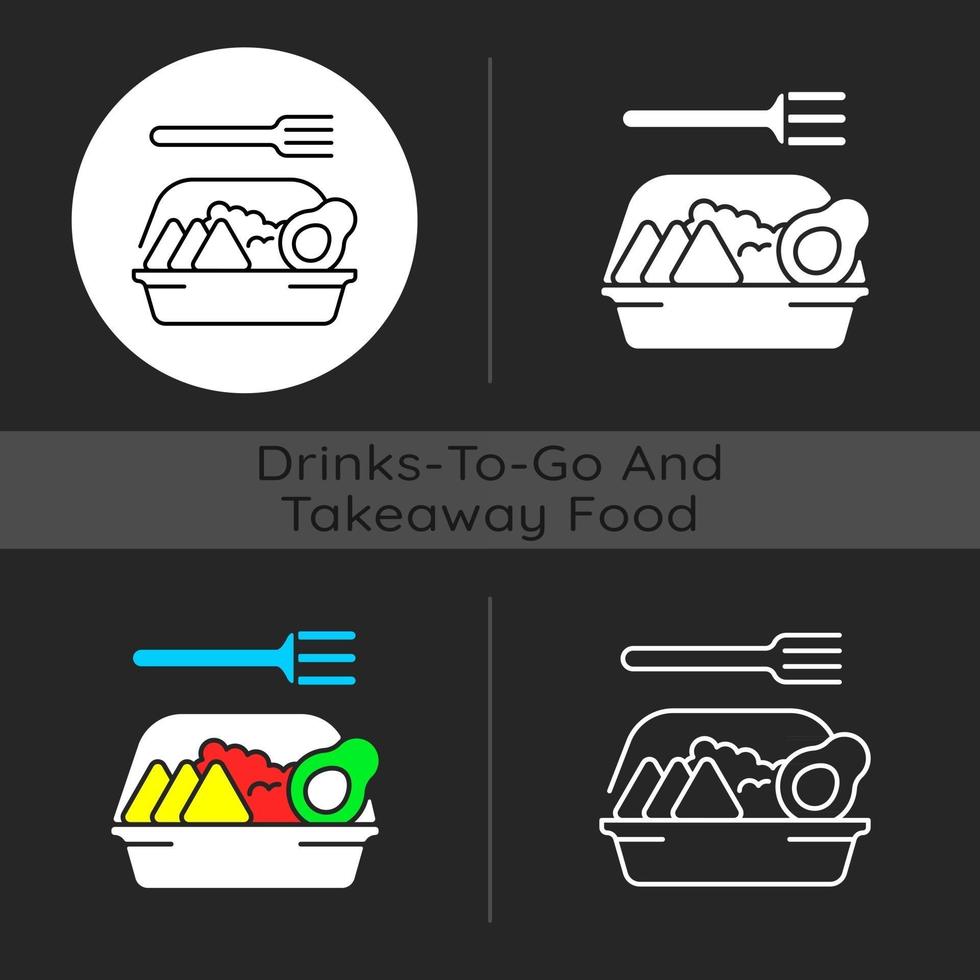 Family style meals takeout dark theme icon vector