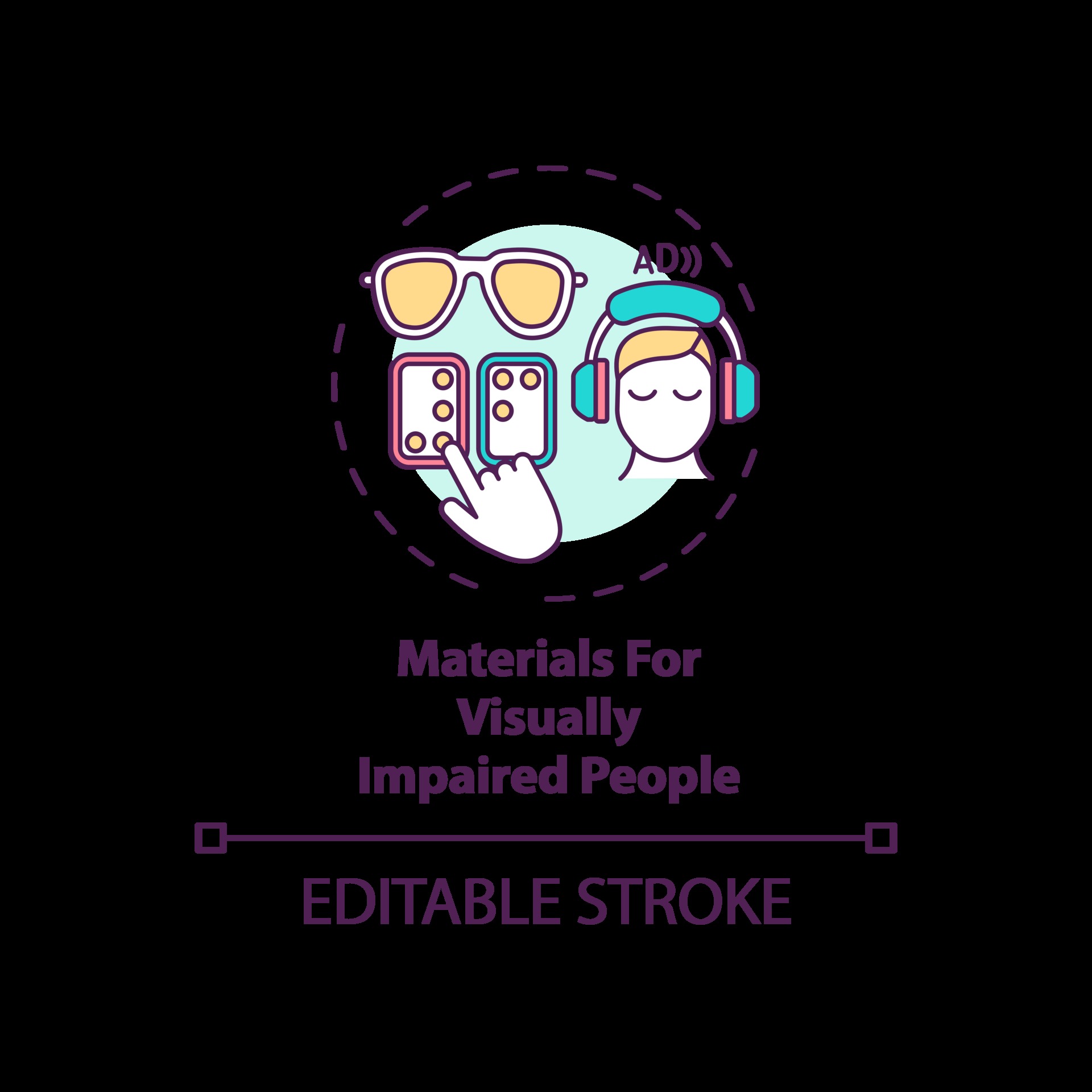 Materials for visually impaired people concept icon 2390165 Vector Art