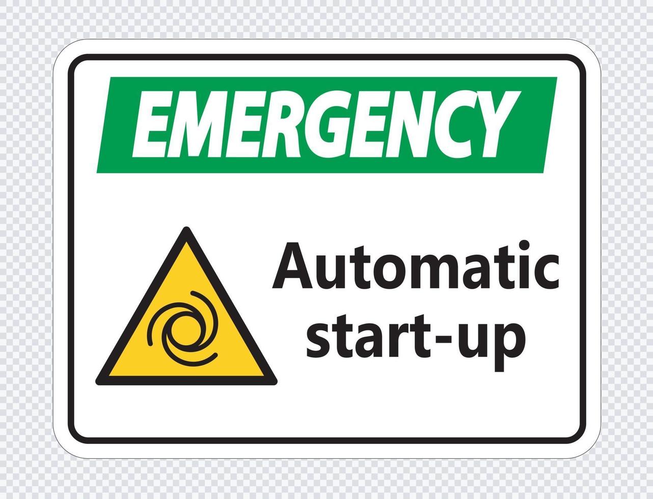 Emergency automatic start up sign vector