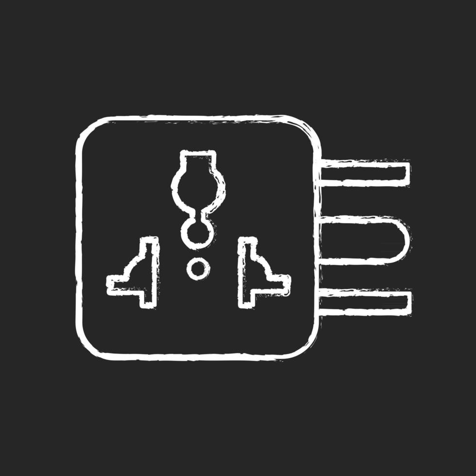 Travel adapter chalk white icon on black background vector