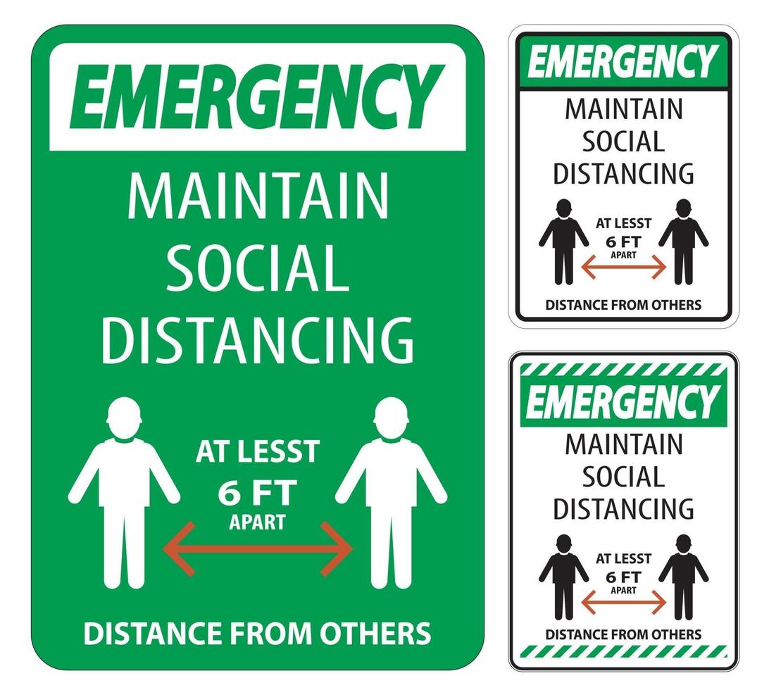 Emergency Maintain Social Distancing At Least 6 Ft vector