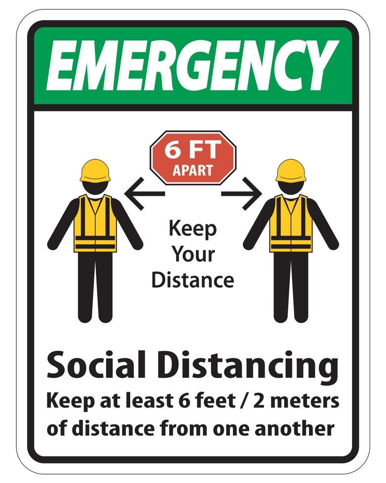 Emergency Social Distancing Construction Sign vector