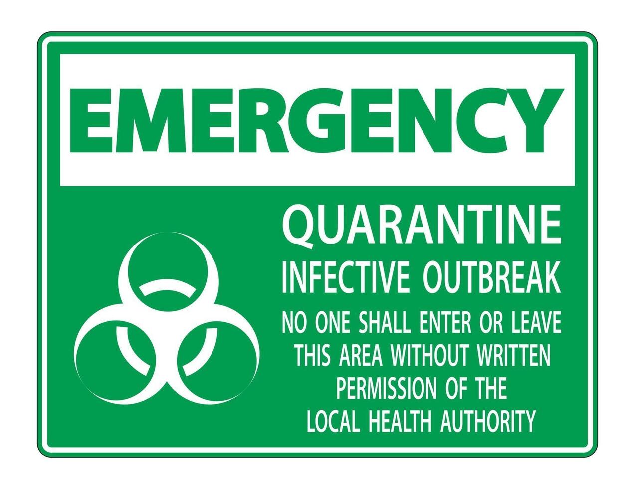 Emergency Quarantine Infective Outbreak Sign vector
