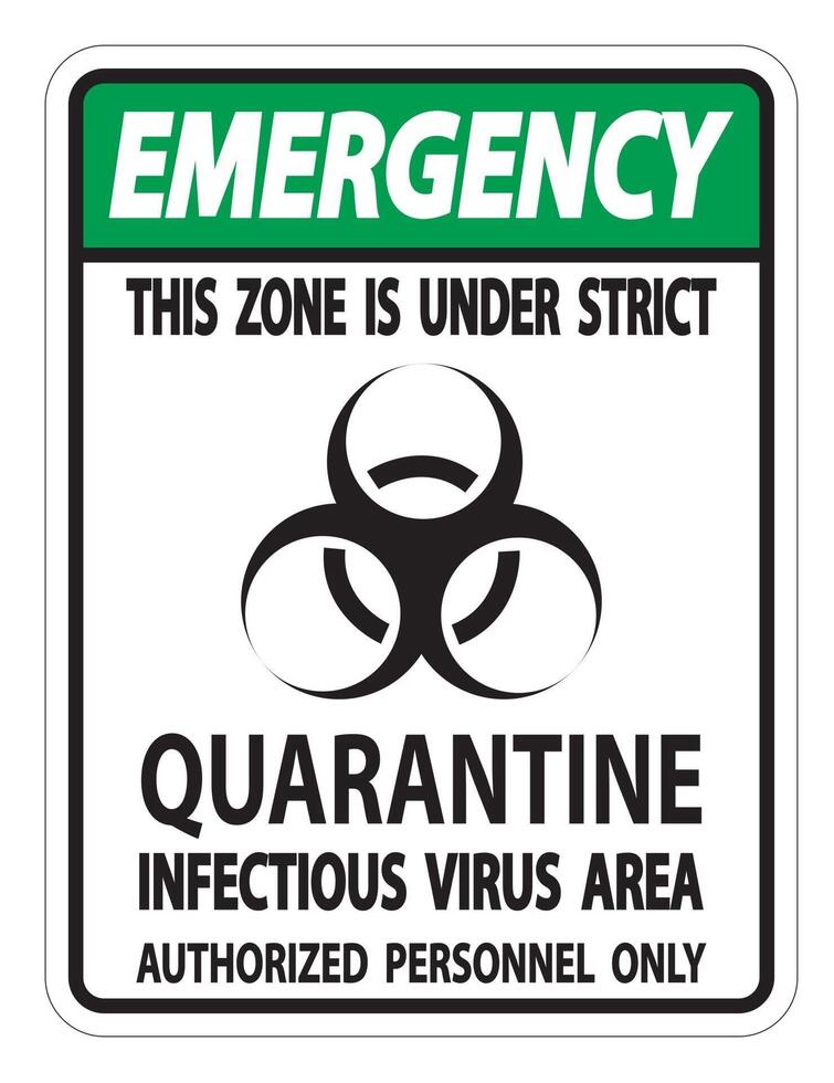 Emergency Quarantine Infectious Virus Area Sign vector