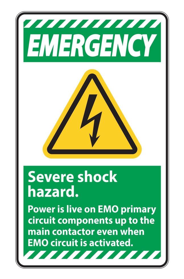 Emergency Severe shock hazard sign on white background vector