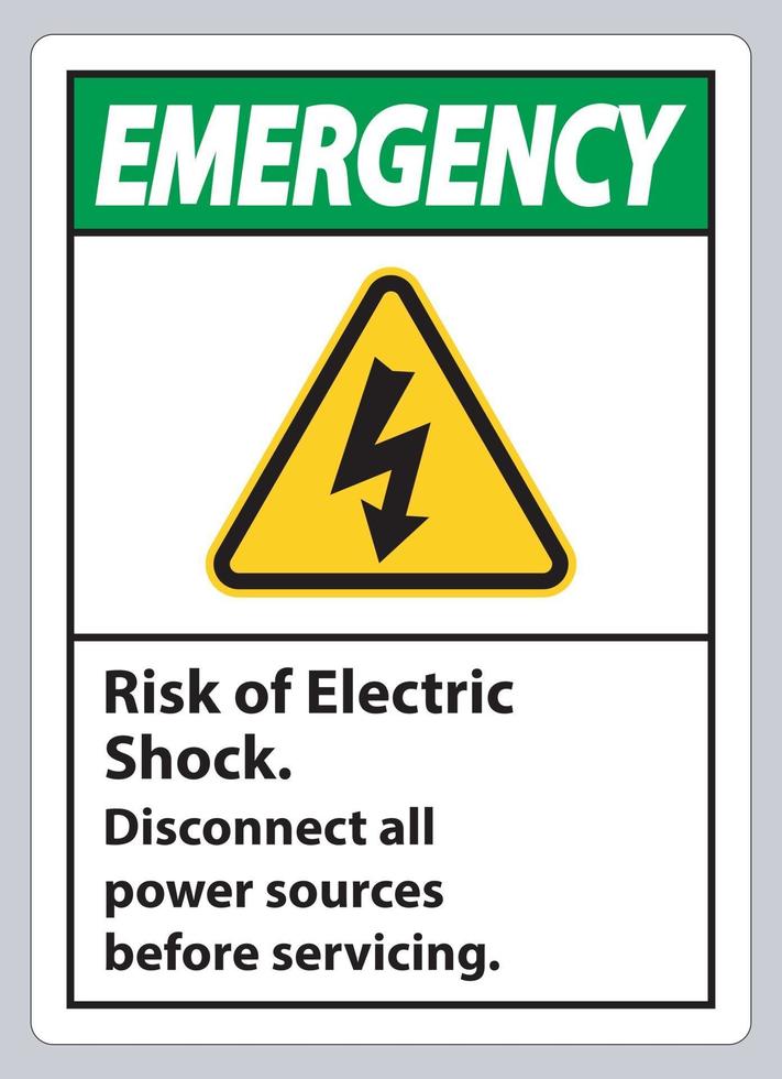 Riesgo de emergencia de signo de símbolo de descarga eléctrica aislar sobre fondo blanco. vector