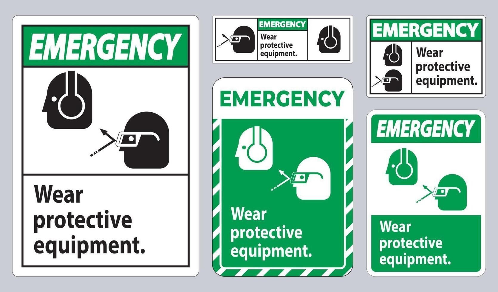 Emergency Sign Wear Protective Equipment with goggles and glasses graphics vector