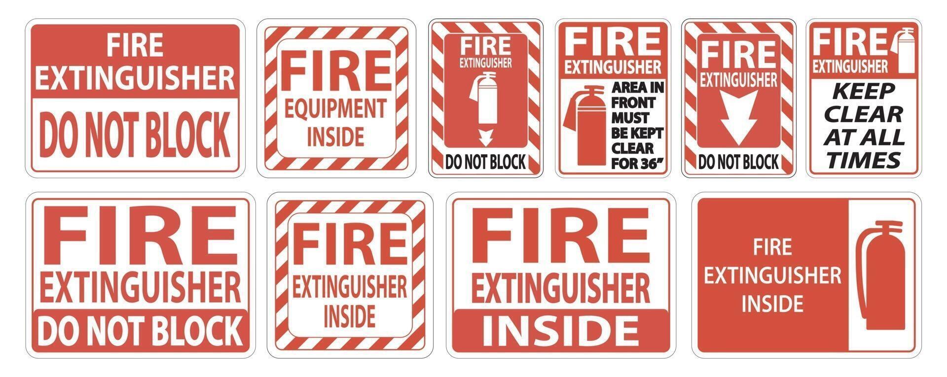 Set label Fire extinguisher Sign on white background vector