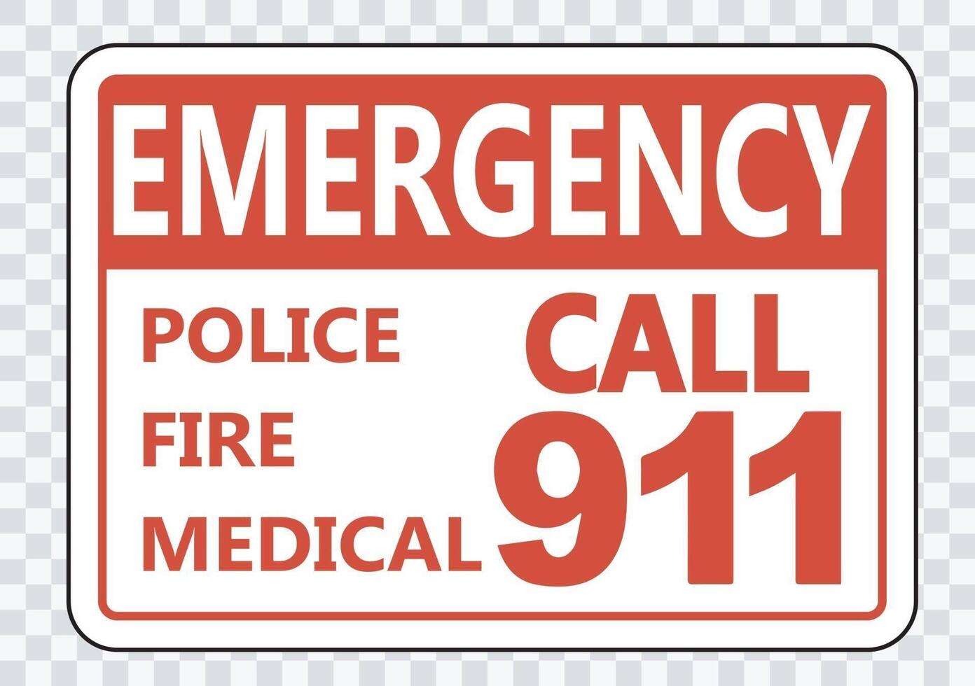 Emergency Call 911 Sign on transparent background vector