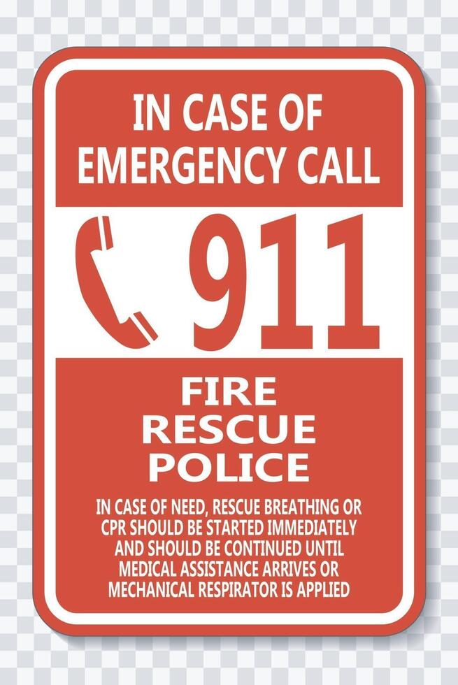 Call 911 Sign on transparent background vector