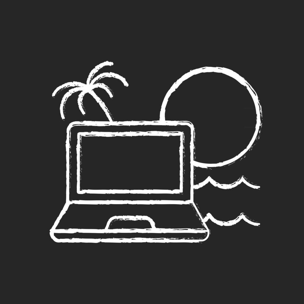 Digital nomad chalk white icon on black background vector