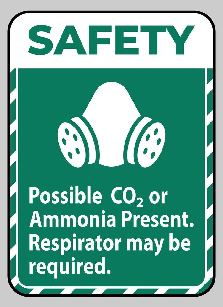 Safety Instructions PPE Sign Possible Co2 Or Ammonia Present Respirator May Be Required vector