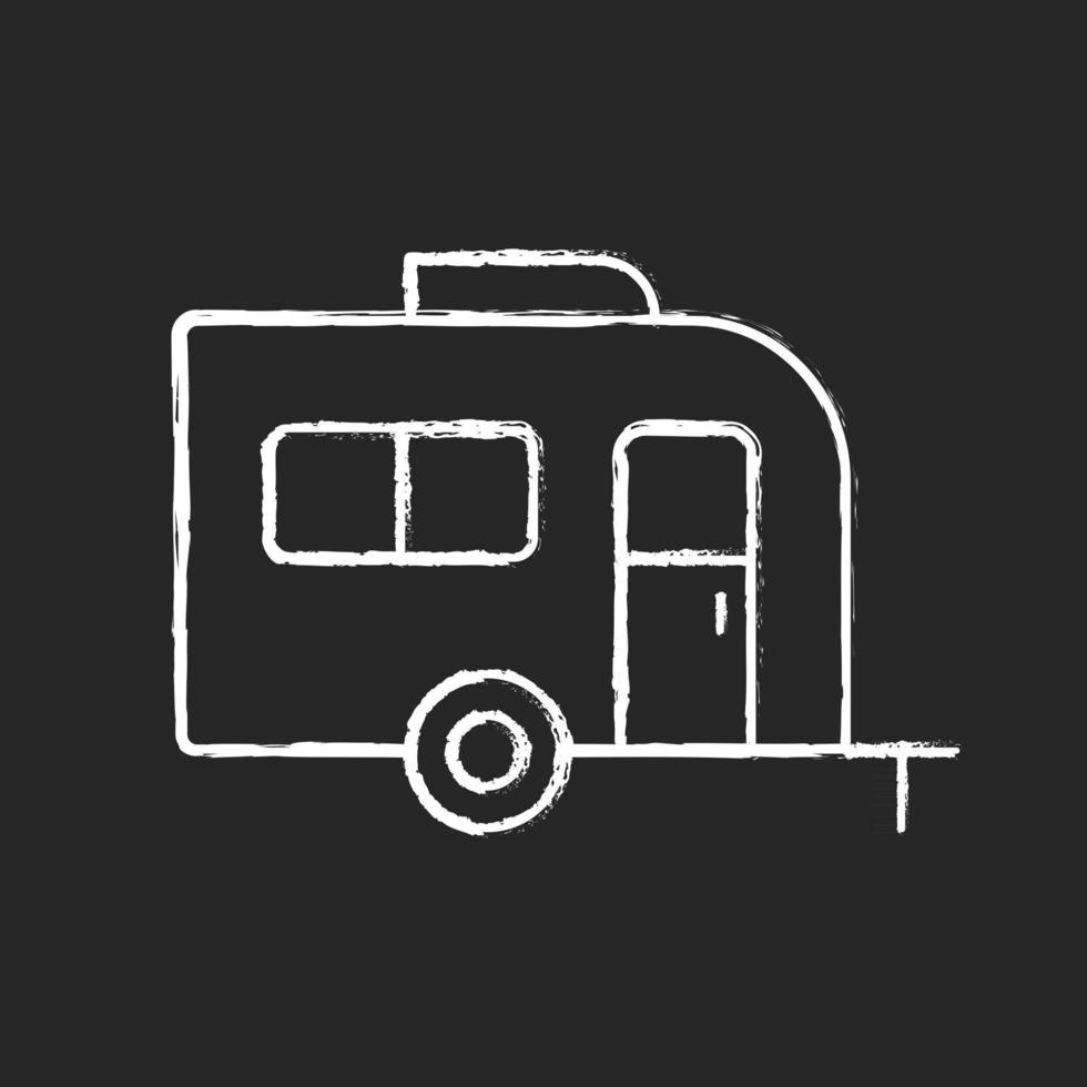 Caravan chalk white icon on black background vector