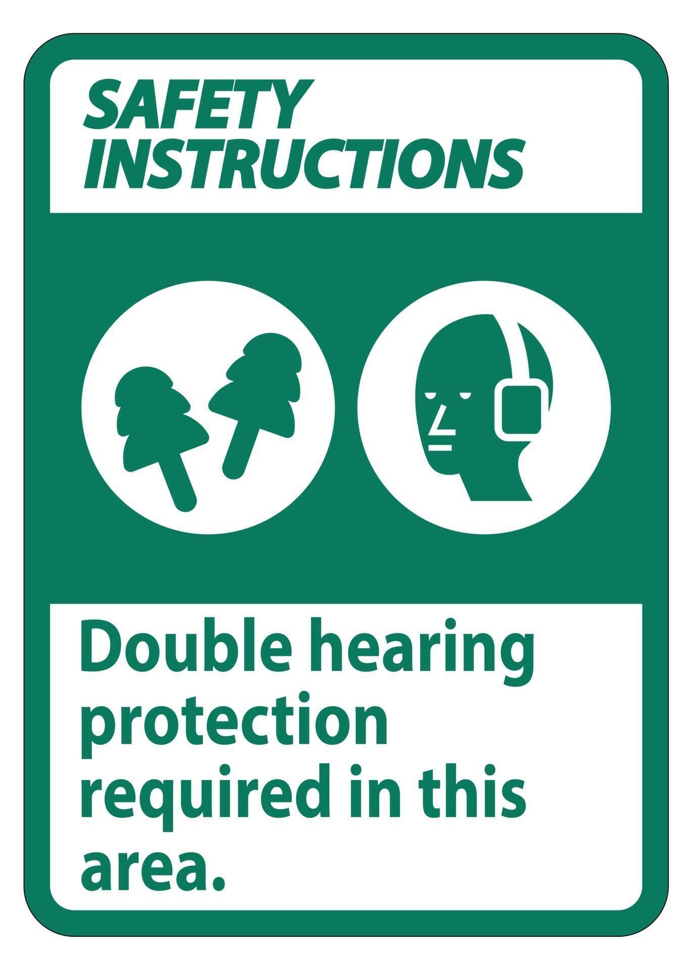Safety Instructions Sign Double Hearing Protection Required In This