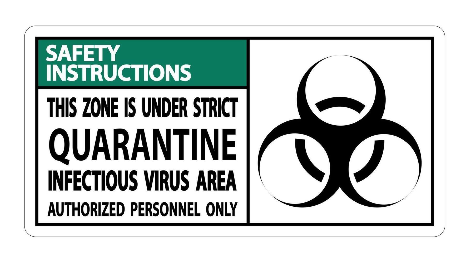 Safety Instructions Quarantine Infectious Virus Area Sign vector