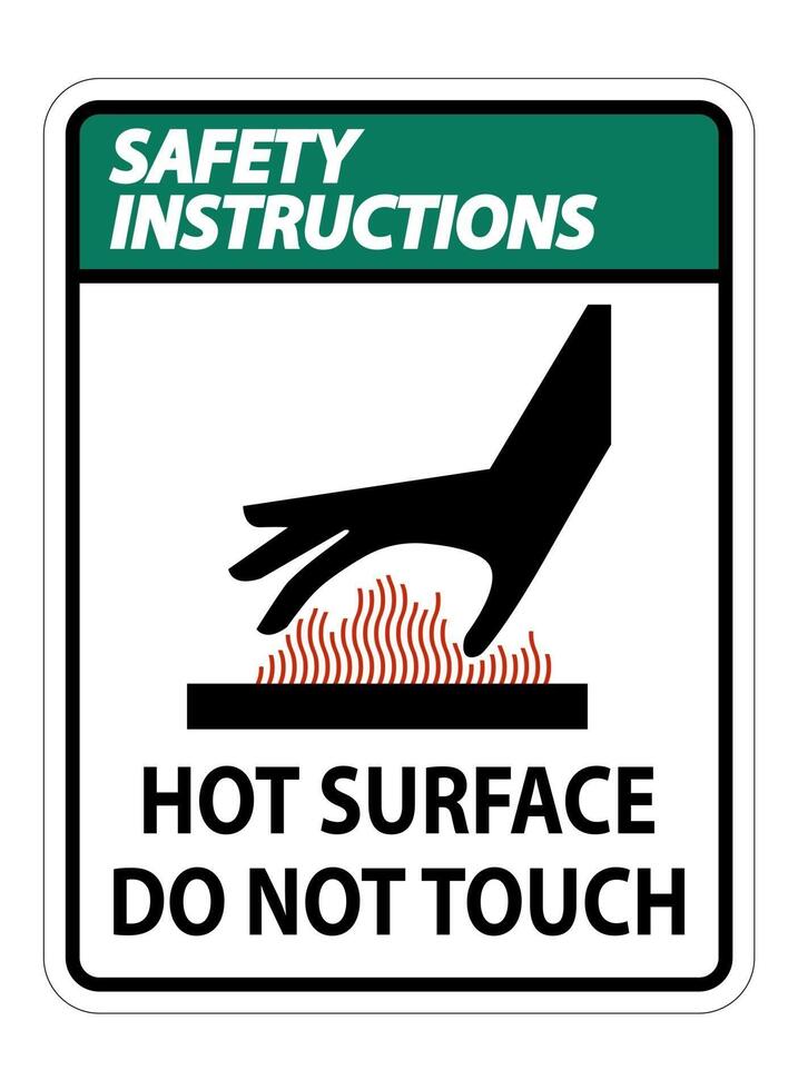 Safety Instructions Burn hazard Hot surface Do not touch Symbol vector