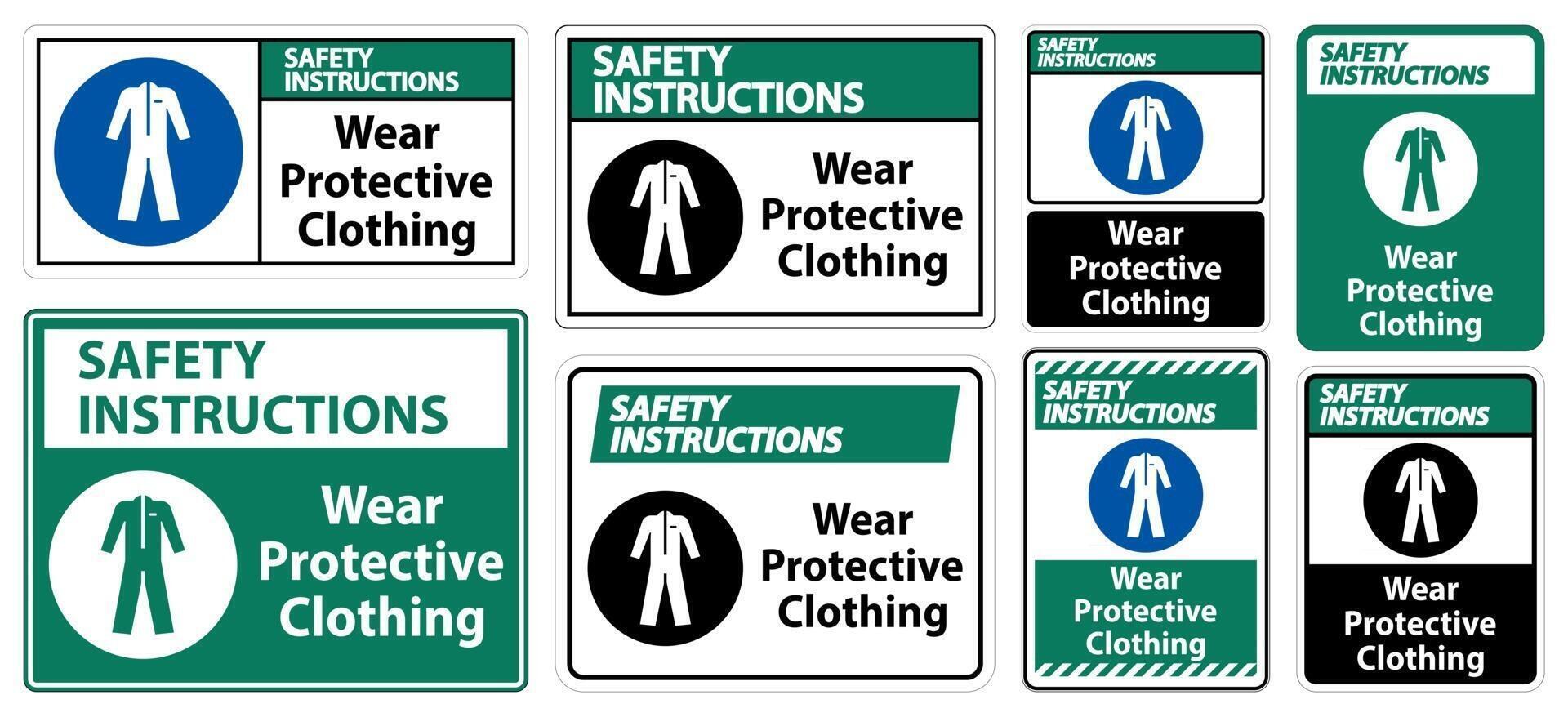 Safety Instructions Wear protective clothing sign vector