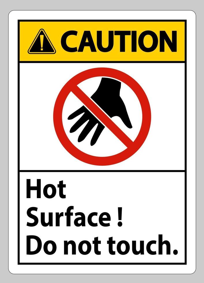 Caution Sign Hot Surface Do Not Touch On White Background vector