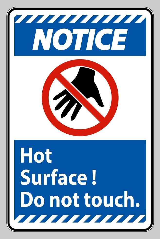 Notice Sign Hot Surface Do Not Touch On White Background vector