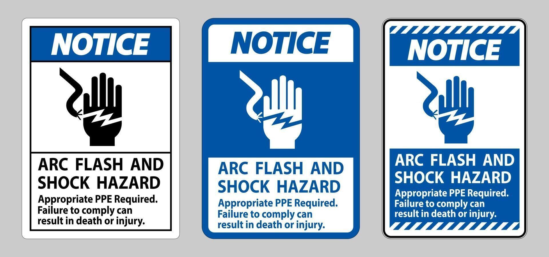 señal de aviso peligro de descarga eléctrica y arco eléctrico se requiere ppe apropiado vector
