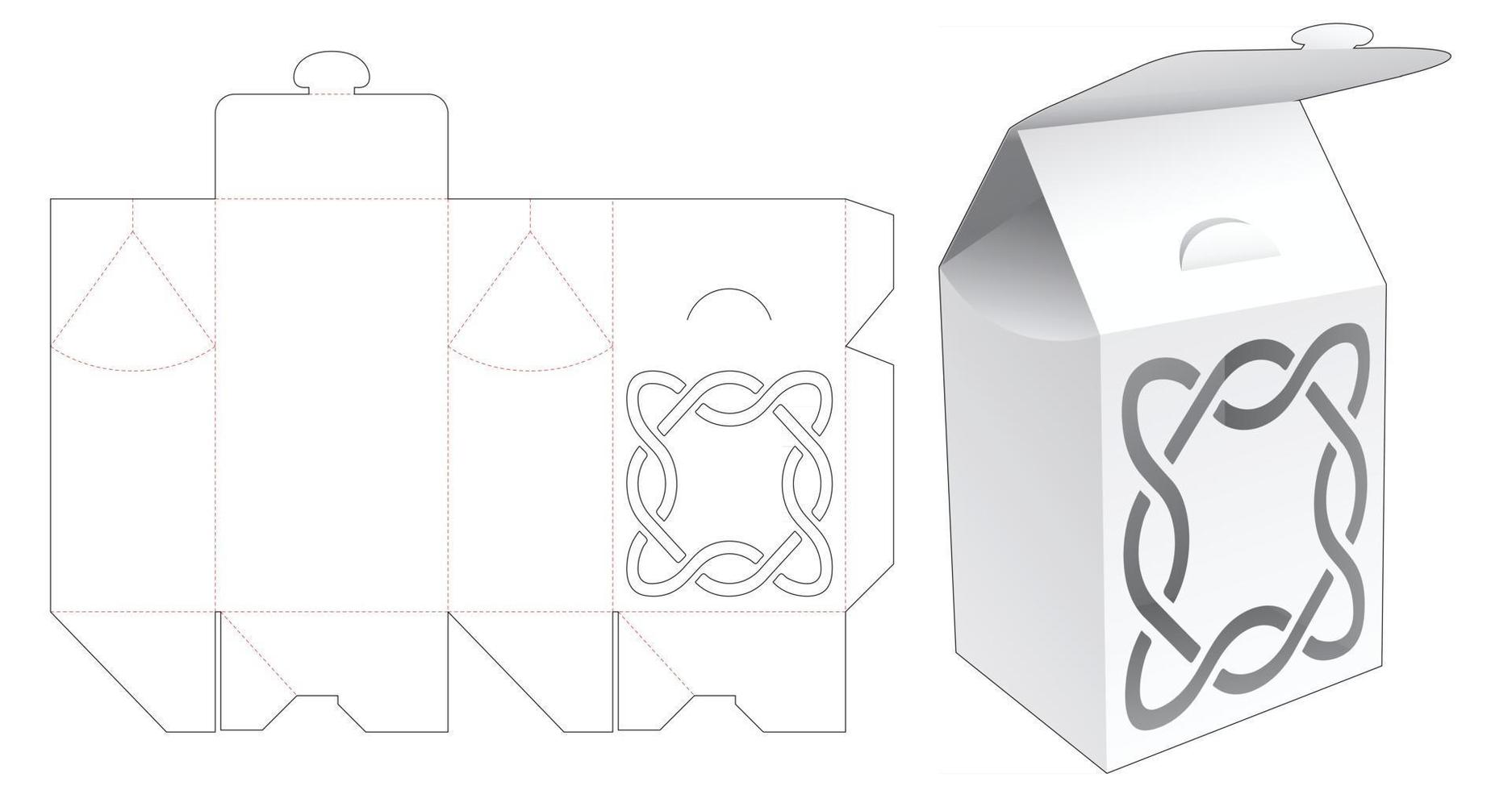 Caja de bolsa de embalaje abatible con plantilla troquelada de patrón estarcido vector