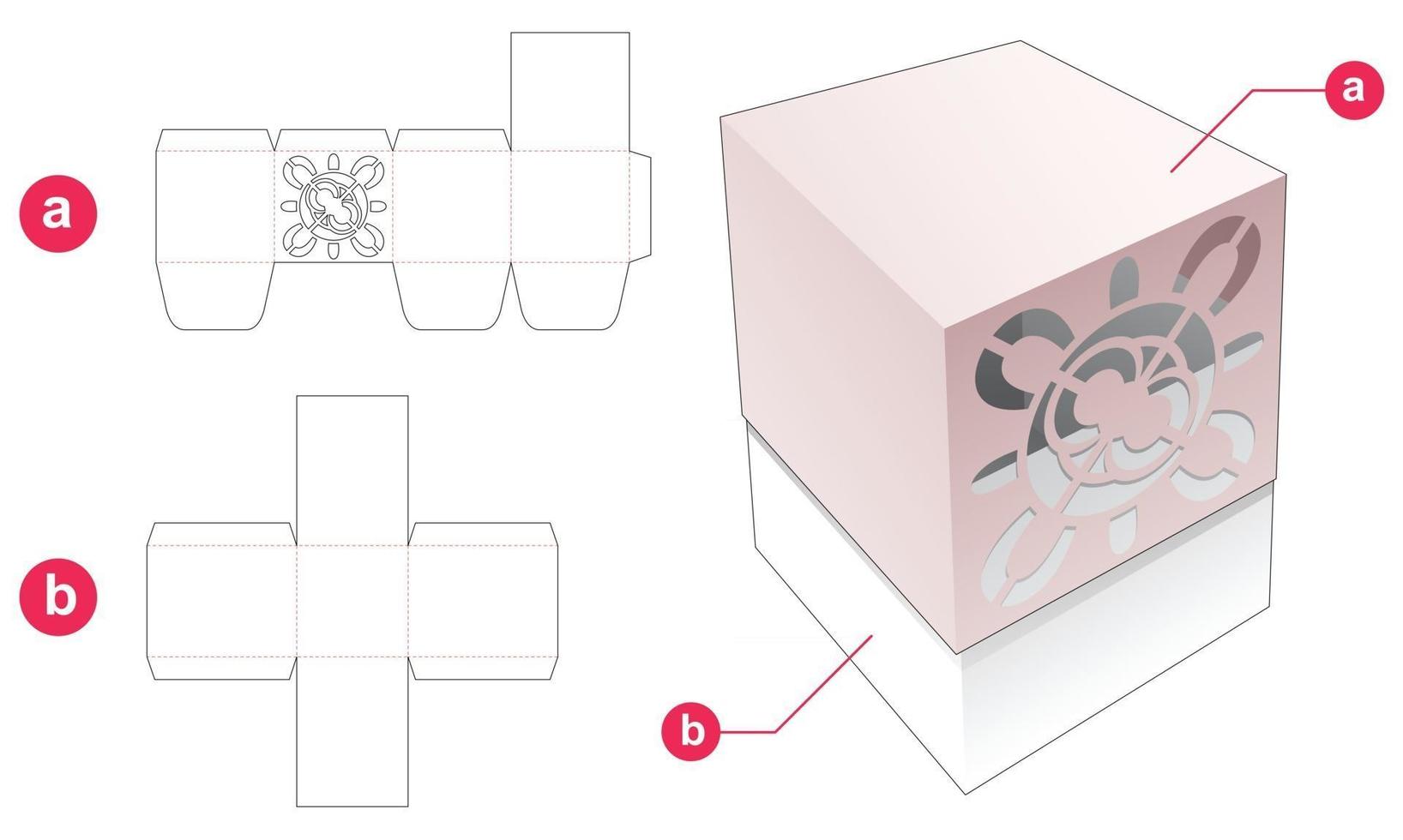 caja de regalo con tapa que tiene plantilla troquelada de plantilla de mandala vector