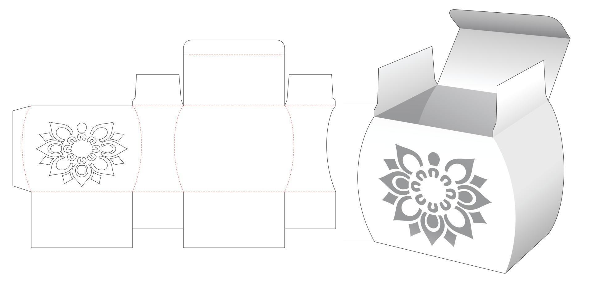 caja en forma de tarro con plantilla troquelada de patrón de mandala estarcido vector