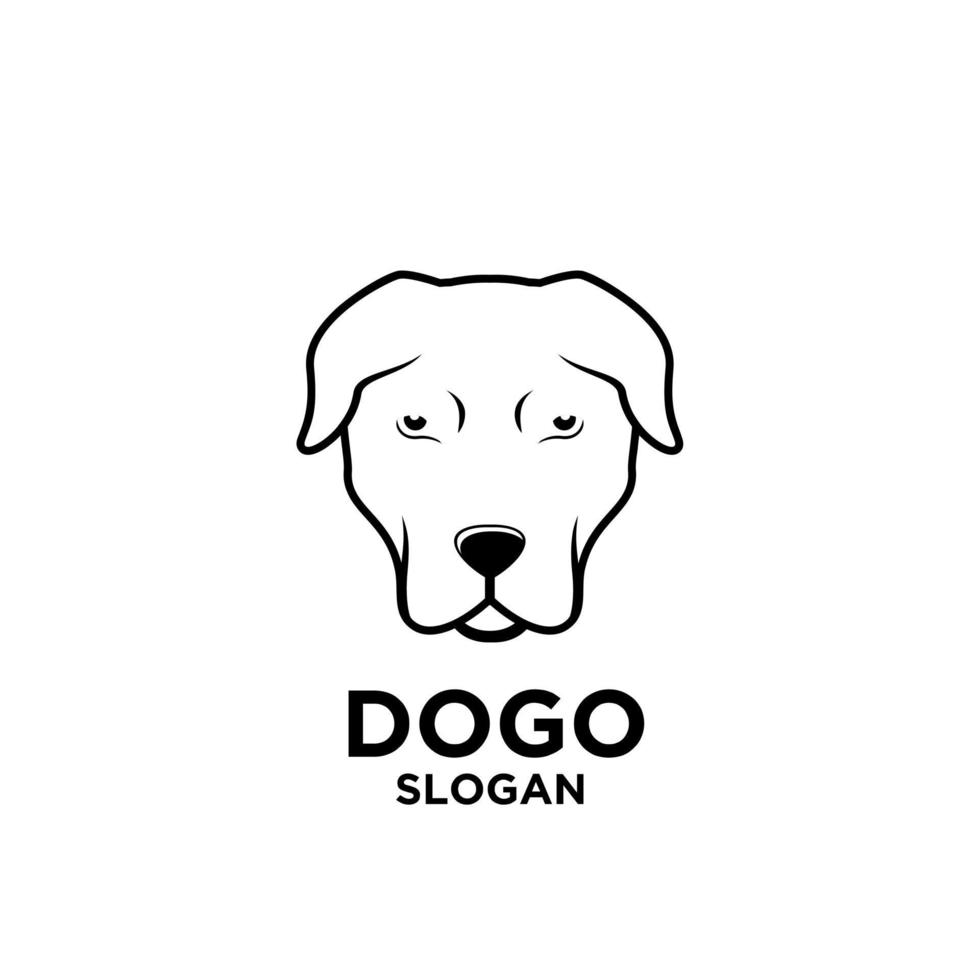 Diseño simple del ejemplo del icono del logotipo del vector de la cabeza del perro del dogo argentino