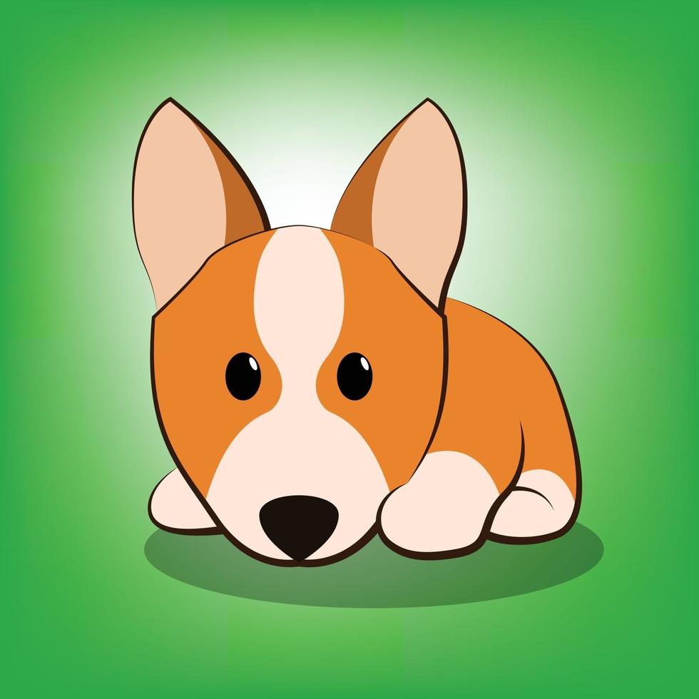 Ilustración de vector de dibujos animados lindo de un cachorro de perro corgi