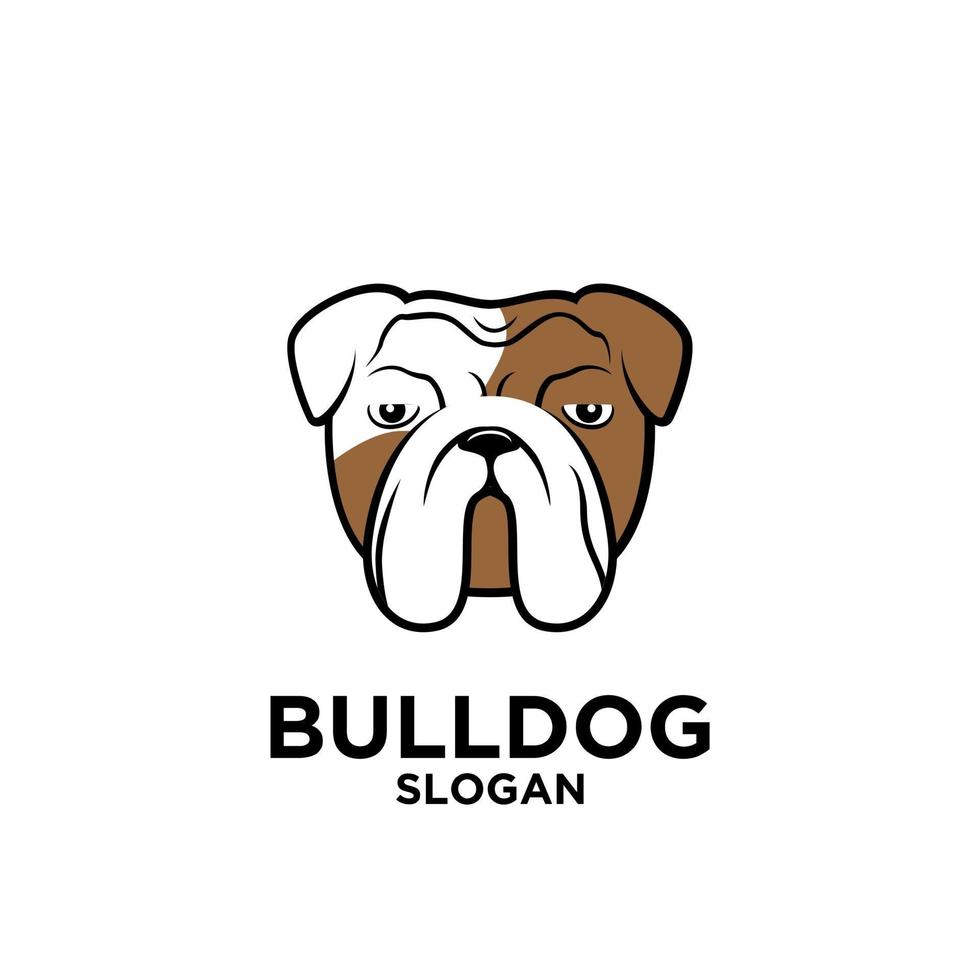 Ilustración de vector de diseño de icono de logotipo de cabeza de bulldog lindo simple