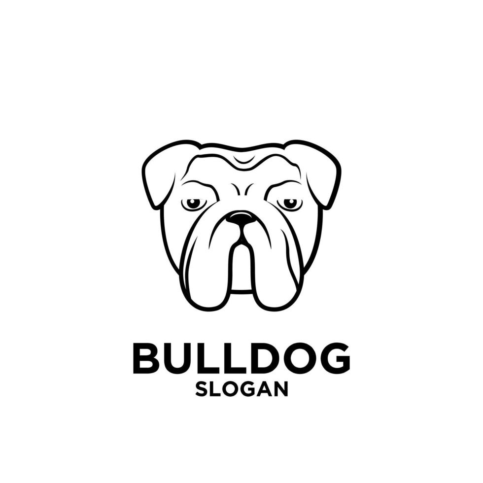 simple cute bulldog head logo icon design vector illustration