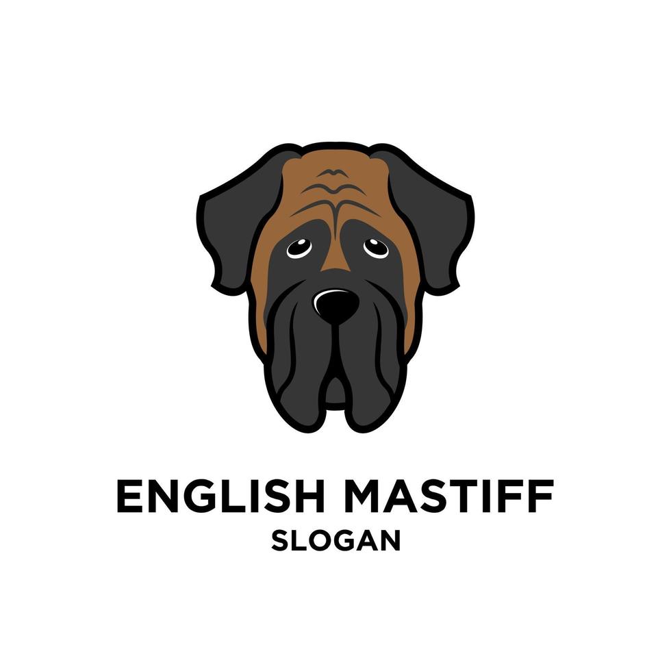 English Mastiff dog head vector logo icon illustration design