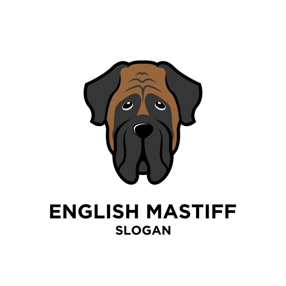 mastín inglés, cabeza de perro, vector, logotipo, icono, ilustración, diseño vector