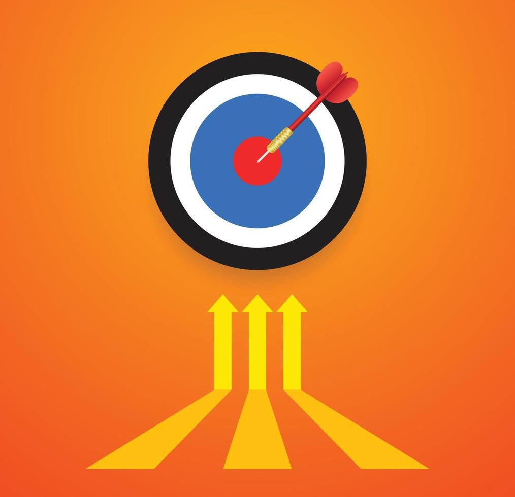 Arrow hitting the target and Goal concept vector